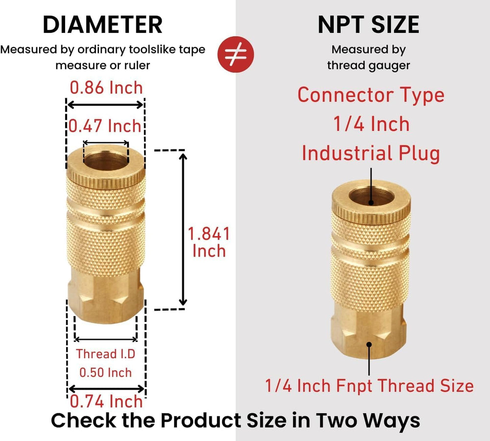 Industrial Brass Air Coupler & Plug Kit, 1/4" NPT