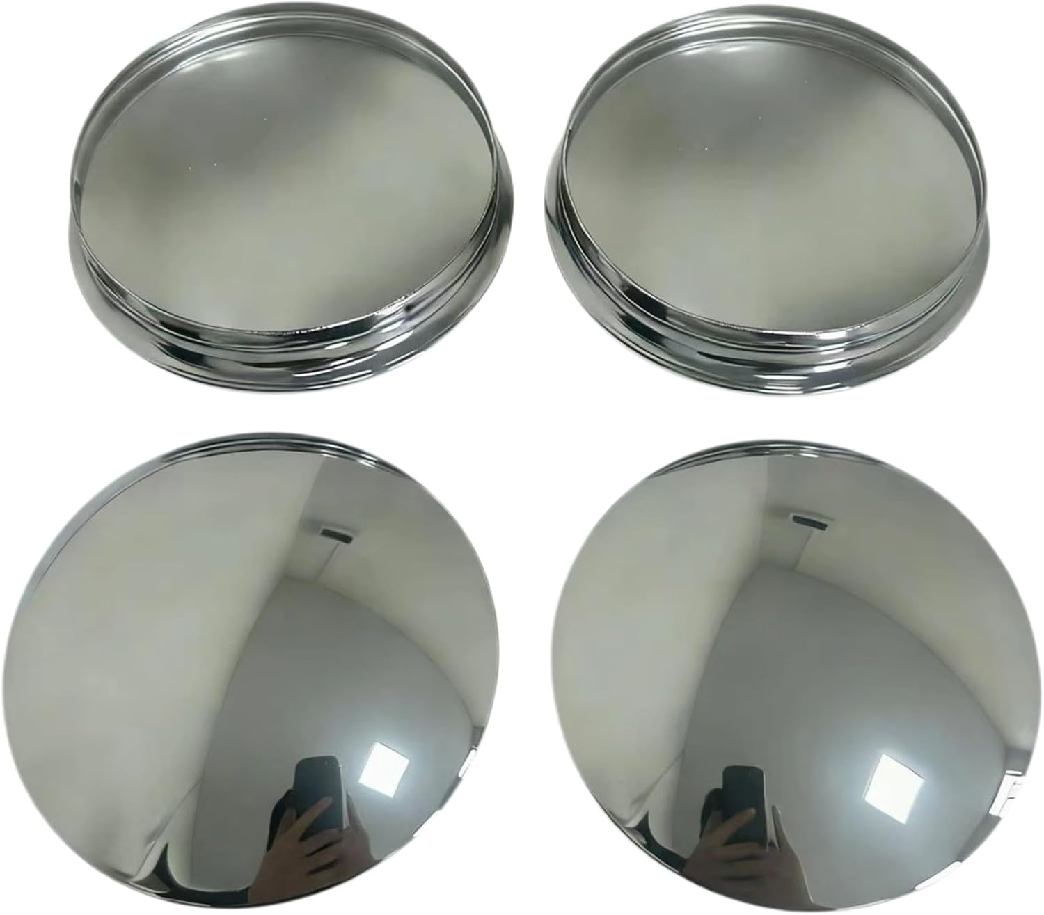 4Pcs Chrome Baby Moon Hub Caps for Classic Cars, Vintage Hot Rod, 7.64 in Stainless Steel Wheel Center Caps Replacement (7.64" Assembly Dimensions (4Pcs))