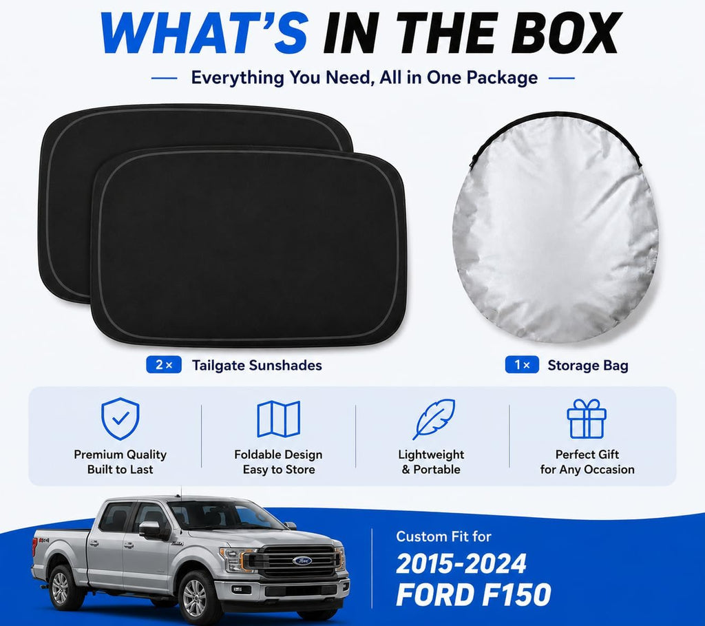 Car Window Shades for 2015-2025 Fo'rd F150 Rear Side Window Shade | Breathable Car Privacy Window Covers, UV Protection & Heat Insulation, Sunshade for Baby Camping Napping, 2PCS