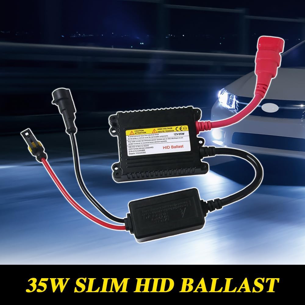 2PCS Xenon HID Ballast 35W DC 12V, Ultrathin Xenon HID Ballast Control Unit with Igniter Module, DC Headlight Stabilizer Control Module Replacement, Universal Car Accessories