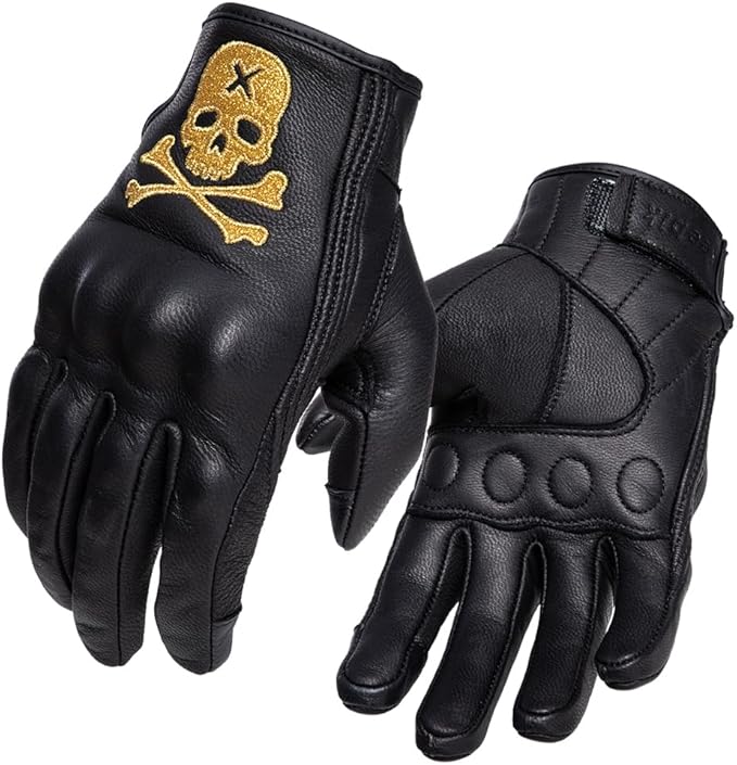 Goatskin Leather Motorcycle Motorbike Powersports Racing Gloves Reflective by Keebik