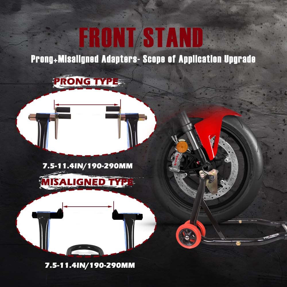 Motorcycle Stands Front Rear, 850lbs Front and Rear Combo Stand Lift with 4 T...