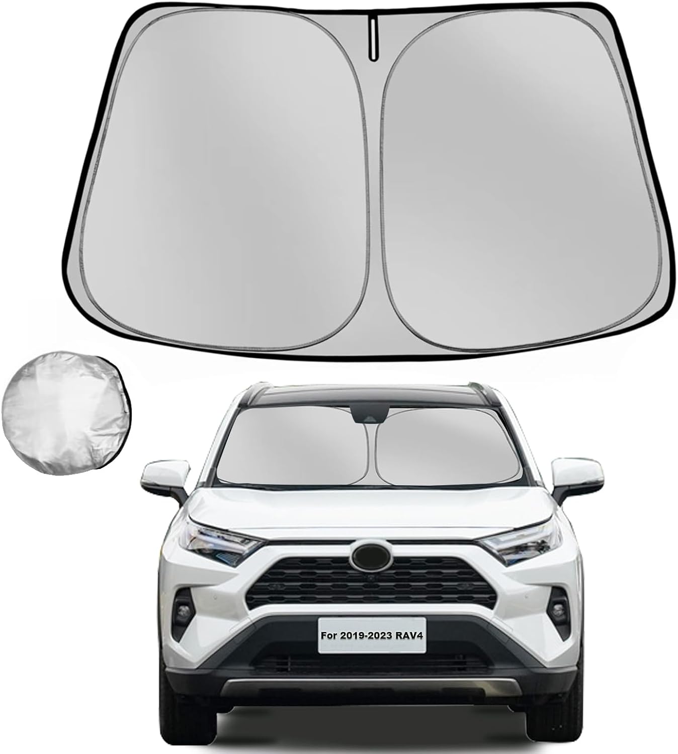 Windshield Sun Shade for Toyota RAV4 2019-2025 2026 RAV-4 SUV Foldable Sun Sunshade for Car Front Window Blocks UV Rays and Heat Automotive Interior Protector Custom Fit Accessories
