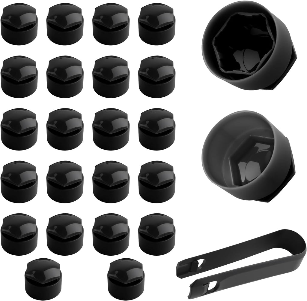 24PCS Black Lug Nut Covers Kit with Removal Tool,Compatible with Audi Lug Nut Covers A1 A3 A4 A5 A6 A7 A8 Q2 Q3 Q5 Q7 S5 TT,Automotive Lugs Nuts Caps Kit Car Accessories