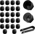 24PCS Black Lug Nut Covers Kit with Removal Tool,Compatible with Audi Lug Nut Covers A1 A3 A4 A5 A6 A7 A8 Q2 Q3 Q5 Q7 S5 TT,Automotive Lugs Nuts Caps Kit Car Accessories