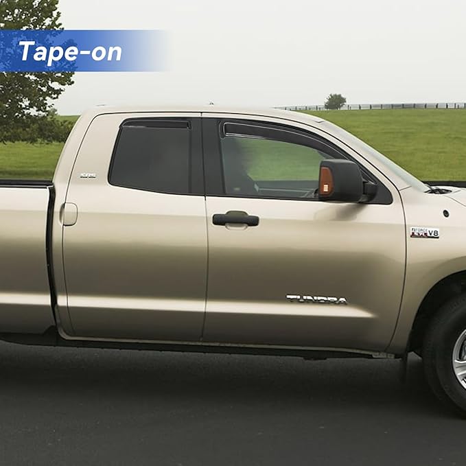 Window Visors Rain Guards for 2007-2021 Toyota Tundra Extended Cabs,