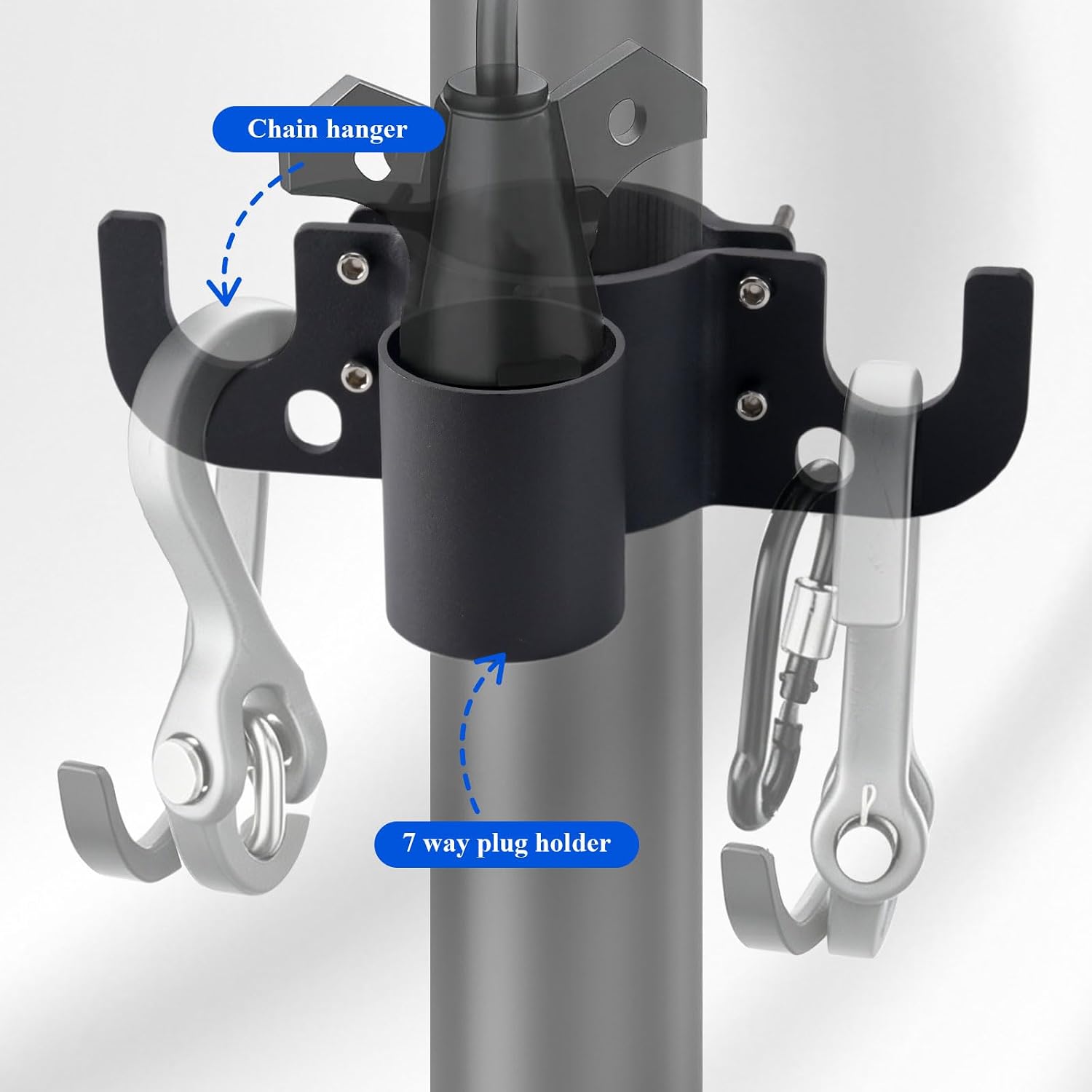 Aluminum Trailer Chain Holder, 7-Way RV Plug Holder Heavy Duty Towing Chain Organizer, Heavy Duty Anti-Rust Cable Wire Harness Holders for Camper Trailer Towing Accessories