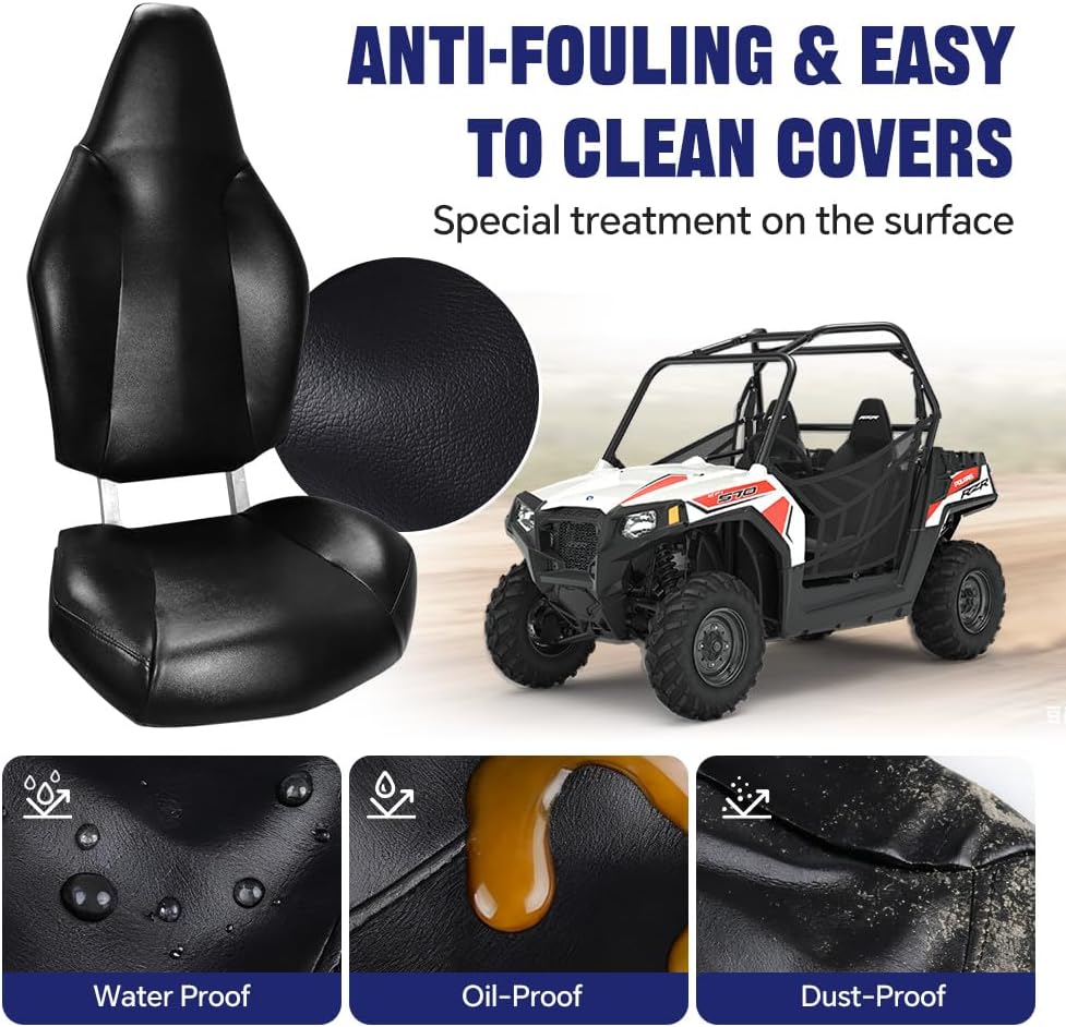 PIT66 Vinyl Seat Covers Set Fit Polaris RZR 570 800 900 & ACE 2012-2018 | Durable Seat Covers Kit Fit Polaris RZR 570 2012-2018/ RZR 800 2008-2014/ RZR 900 2011-2014/ ACE 325 570 2014-2017, Full Set