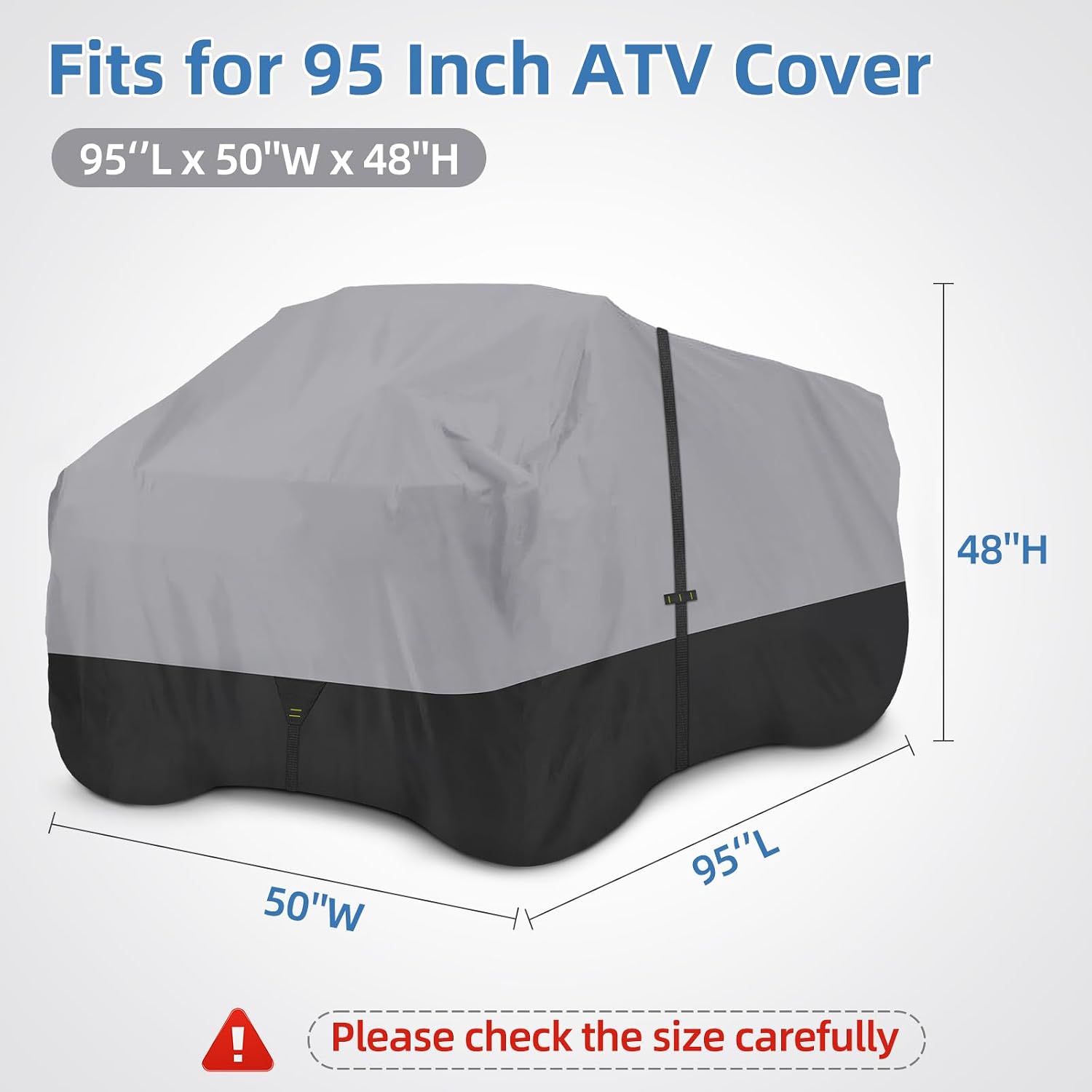 600D Waterproof & Windproof ATV Cover, 4 Wheeler Covers Outdoor Storage All Weather Protect, Quad Cover Fit for Polaris Yamaha Suzuki Honda, 95" L x 50" W x 48" H