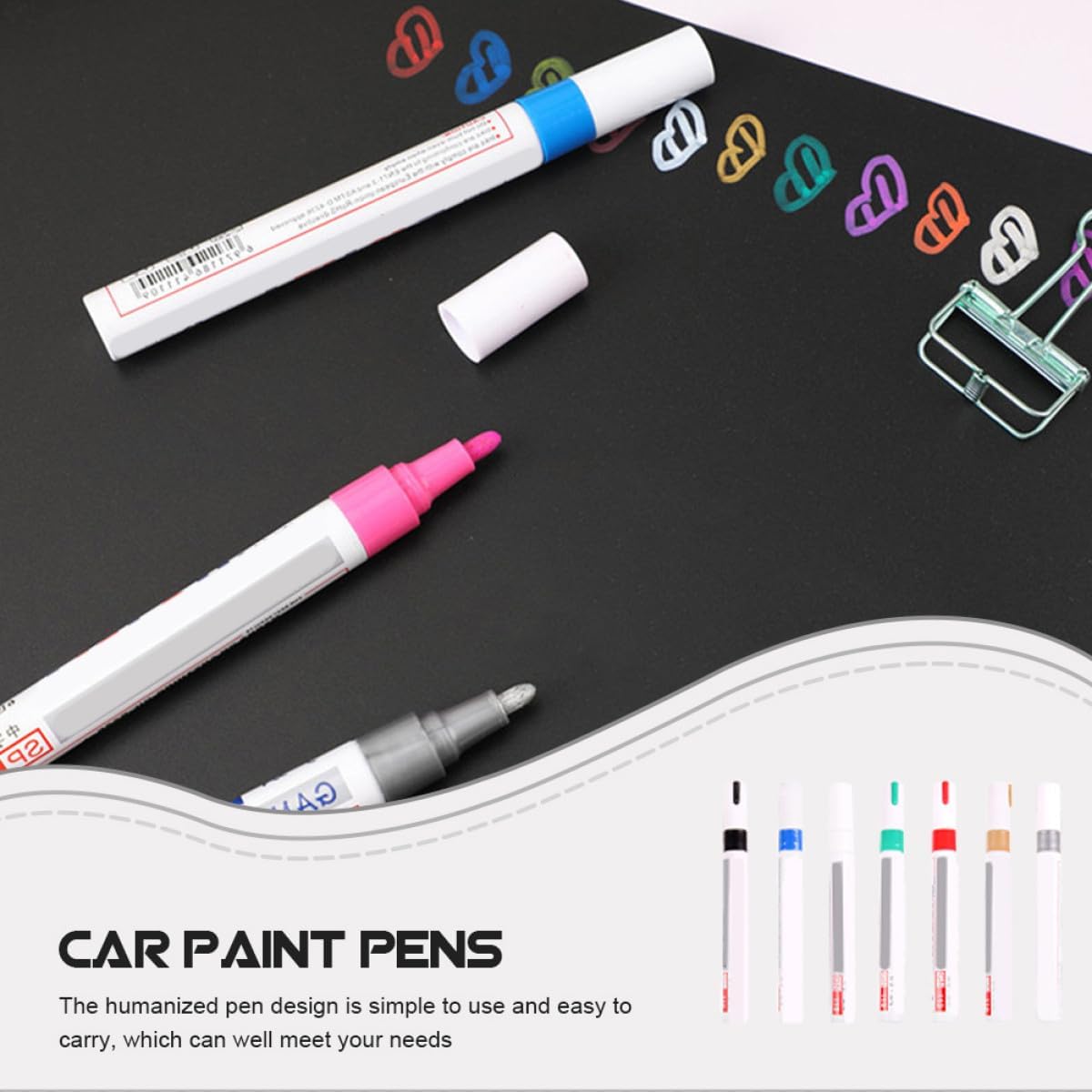 Cabilock 7pcs Tire Marker Pens Portable Oil Based Paint Markers for Car Touch up Paint with Plastic Body Sturdy Color Concealing Tool for Automotive Tire Lettering and Repair