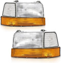 G-PLUS 6PCS Set Headlights Assembly Front Headlamp Corner/Side Signal Lights Compatible with Ford Bronco F150 1992-1996, Fit Ford F250 F350 1992-1997 FO2521114, FO2550110, FO2551108, FO2520116