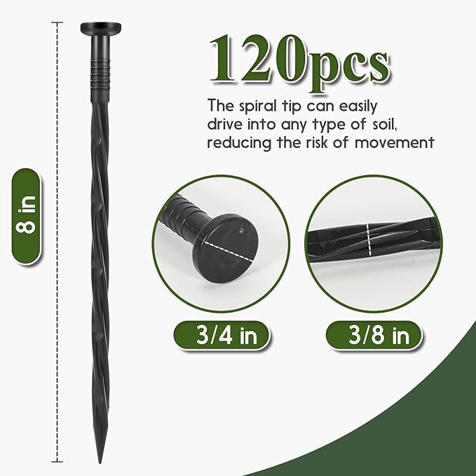 Landscape Edging Stakes, Spiral Nylon Anchoring Spikes - Image 4