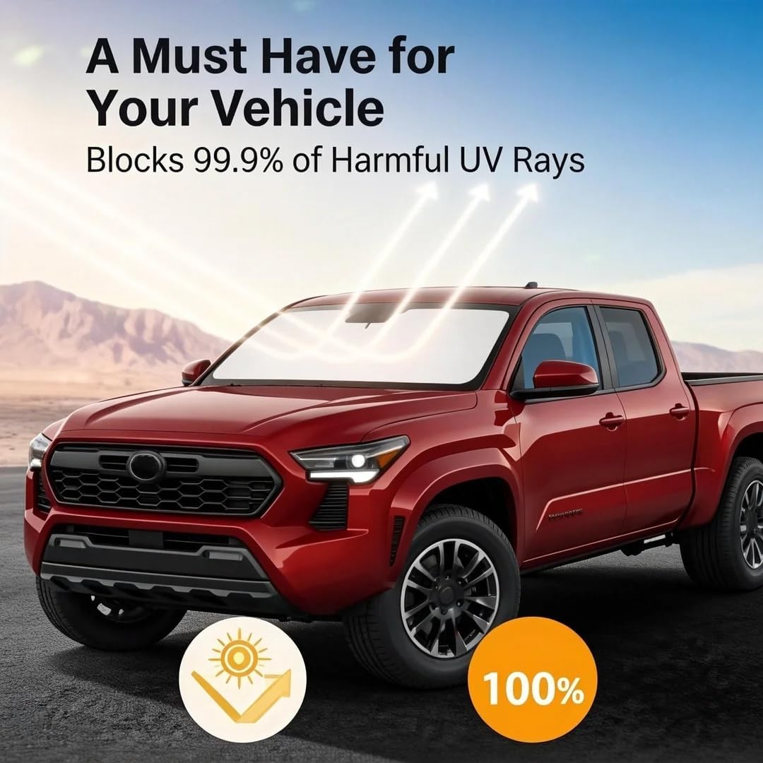 for Dodge RAM 2019-2025 2026 - Sunshade for Ultimate Heat & UV Protection, Foldable Front Windshield Sun Shade for RAM1500 2Dr RegularCab 4Dr QuadCab CrewCab MegaCab Pickup Sun Visor Car Accessories