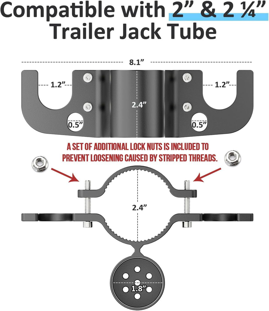 2026 NEW Aluminum Trailer Chain Holder, Heavy Duty Towing Chain Organizer with 7-Way RV Plug Holder Cover,Camper Trailer Towing Accessories-1PCS Set