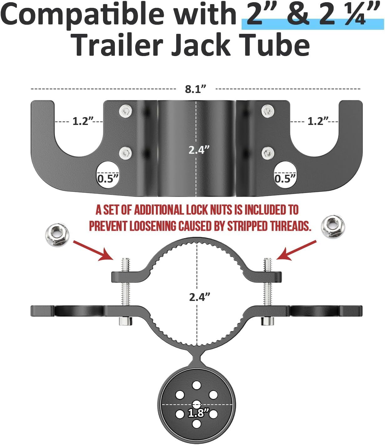 2026 NEW Aluminum Trailer Chain Holder, Heavy Duty Towing Chain Organizer with 7-Way RV Plug Holder Cover,Camper Trailer Towing Accessories-1PCS Set