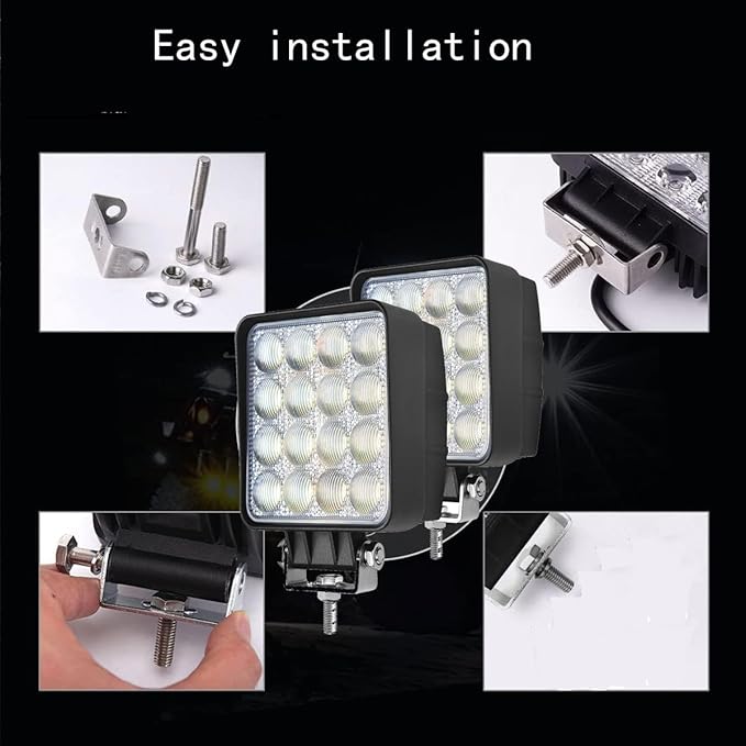 2PACK 48W LED Work Lights 12/24 Volt 5500LMS 4.3INCH Wide Ultra Bright Square