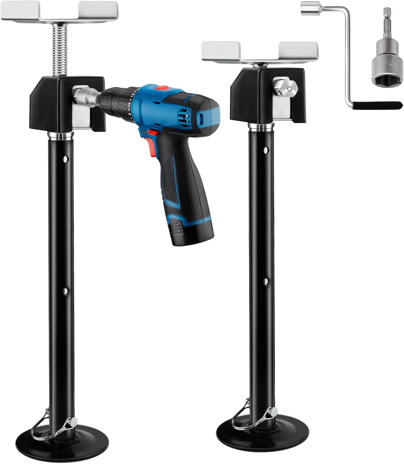 Kohree Set of 2 RV Slide Out Supports, Heavy Duty Camper Support Jacks, Supports up to 5000lbs, Adjust from 20"-49" Height by Power Drill or Hand Crank Handle, RV Camper Accessories for Travel Trailer