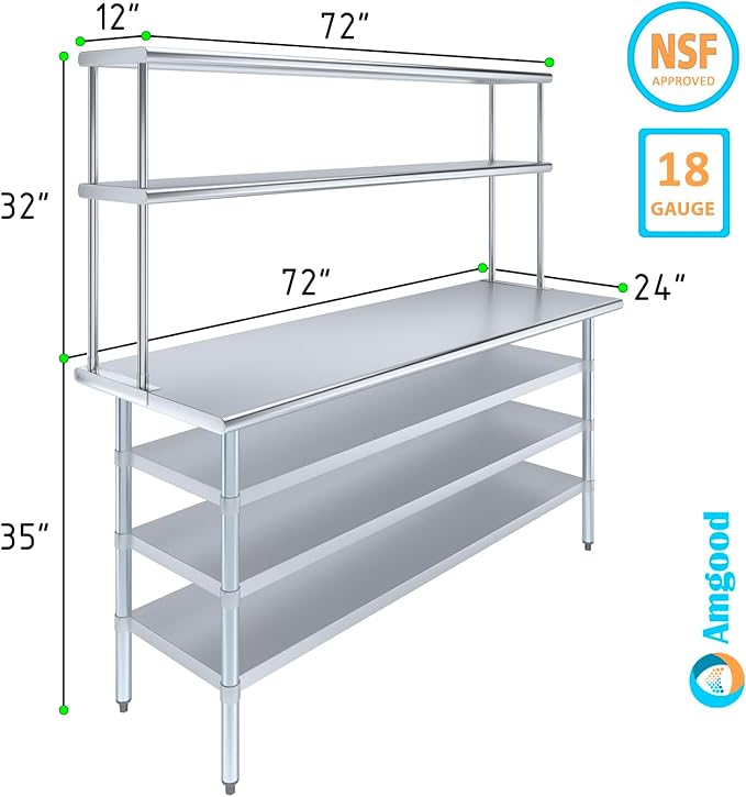 Amgood 24" x 72" Stainless Steel Work Table - Image 3