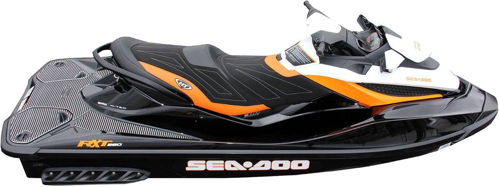 Hydro-Turf Premier Seat Cover compatible with Sea-Doo 09-12 RXT-IS / 10-15 RXT 260/X 260/ WAKE PRO 215 12-15 RXT-X as 260 (Black/Orange)