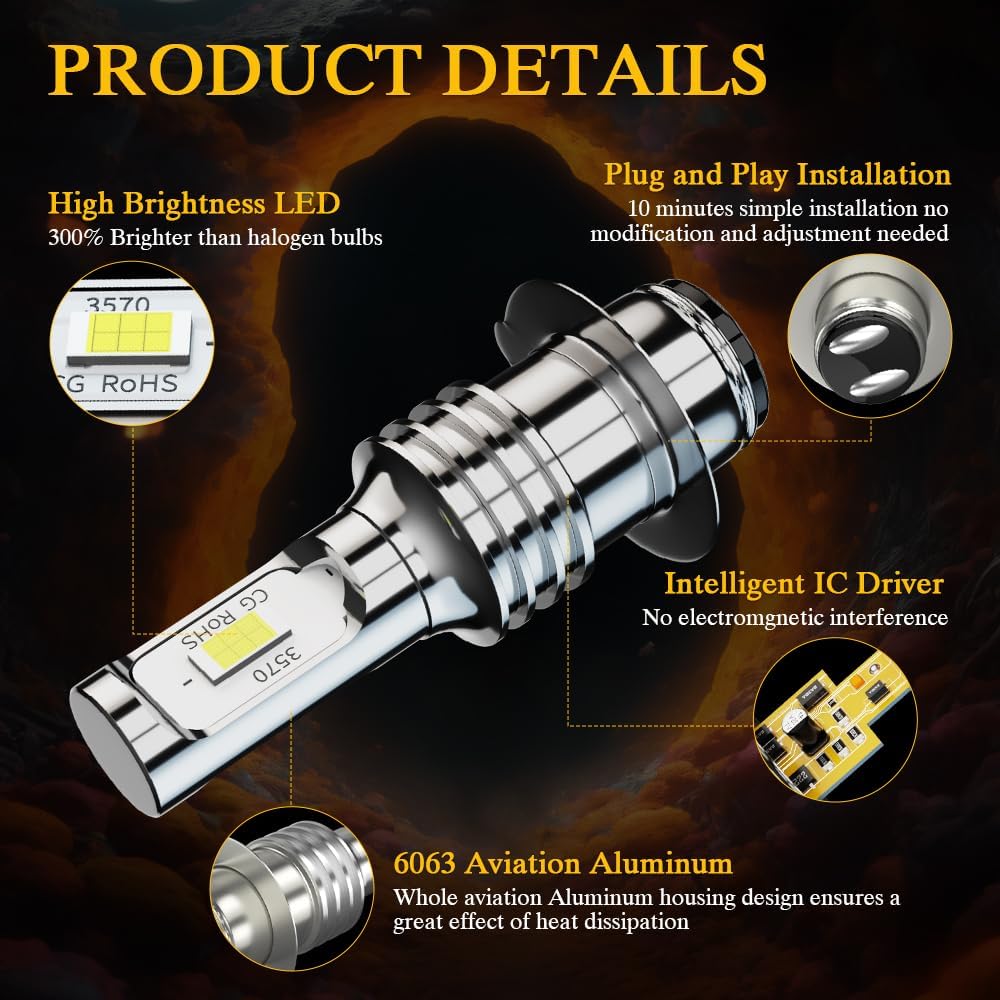 Compatible for Kubota L3901H L4600 L4701 tractor TC422-30050 Light Bulbs, Tractor Headlights, Plug n Play, 6000K White, Pack of 2