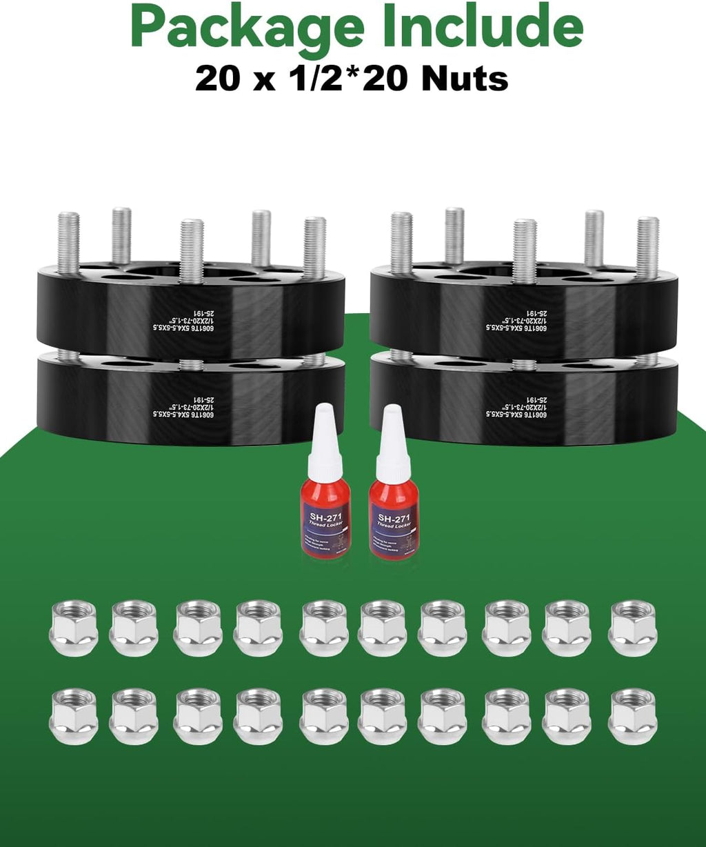 5x4.5 to 5x5.5 Wheel Adapters Change Bolt Pattern, 1.5 Inch Conversion 5x114.3 to 5x139.7 Wheel Adapters Spacers 73mm hub core with 1/2 Studs for Wrangler Cherokee Libetry Explorer Ranger Edge
