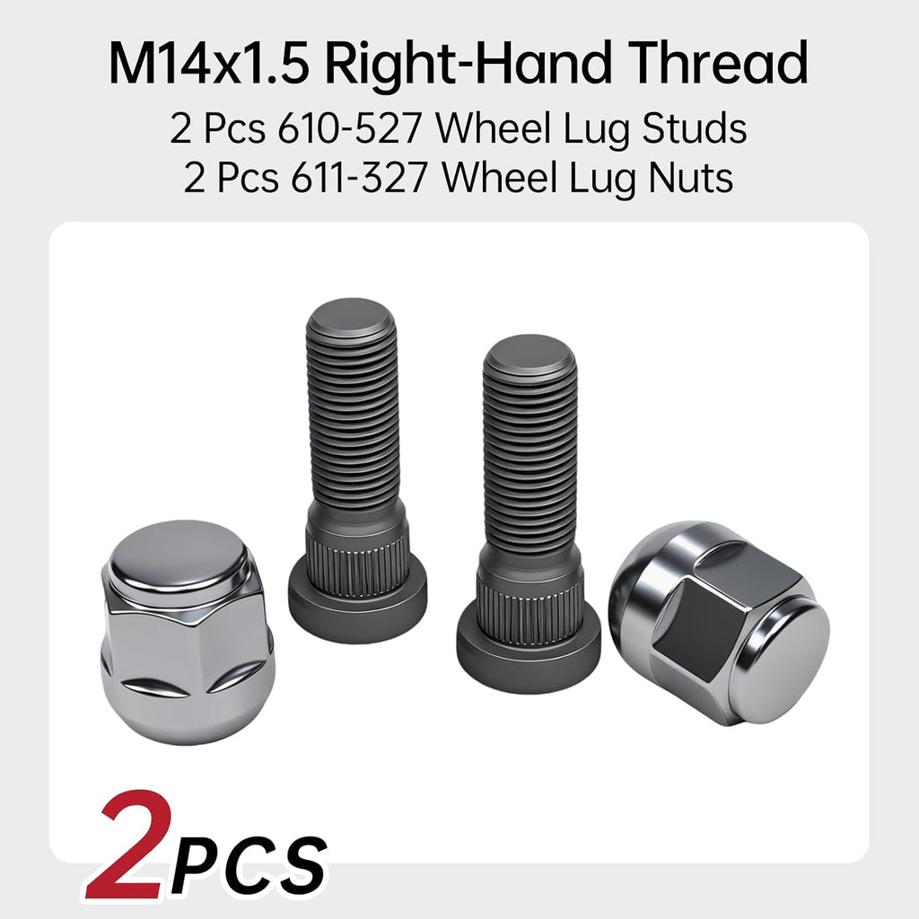 2Pack M14*1.5 610-527 Wheel Lug Studs + 611-327 Wheel Lug Nuts Set Compatible with Odyssey Passport Pilot Ridgeline, MDX RLX TL ZDX