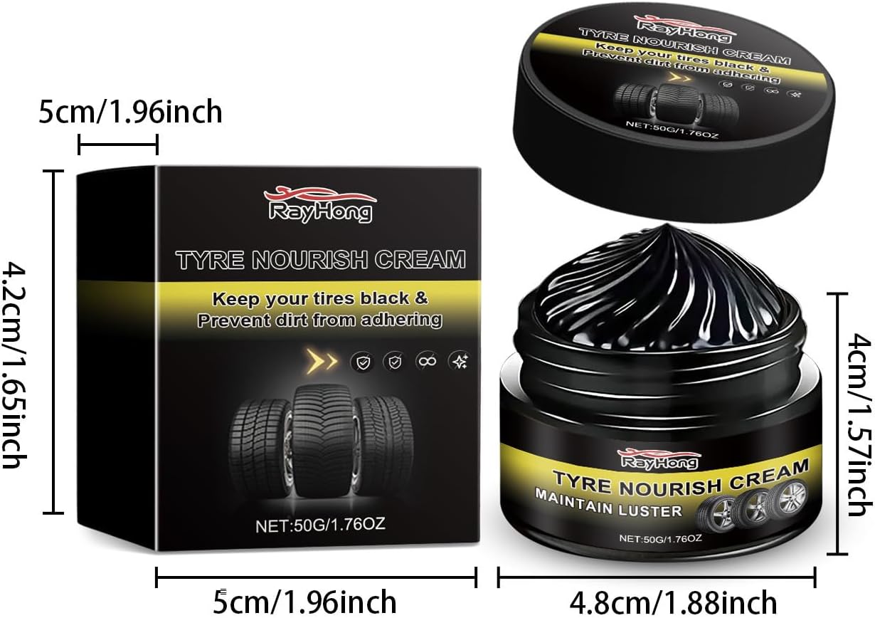 Tyre Nourish Cream - New 2026 Car Tire Ceramic, Powerful Wheel Cleaning Refurbish Wax, UV Protection and Waterproof Coating, Designed to Enhance Vehicle Aesthetics Efficiently (2 PCS)