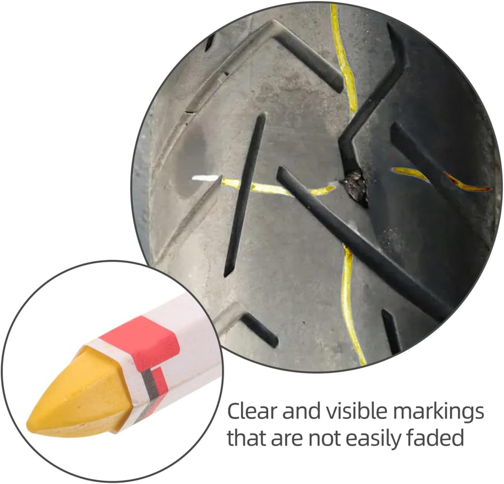 IMIKEYA 2Pcs Tire Marking Crayon Yellow - Industrial Wax Crayon Tire Marker Pens for Marking on Rubber, Leather, Fabric, Wood, Metal, roofing felt and Concrete