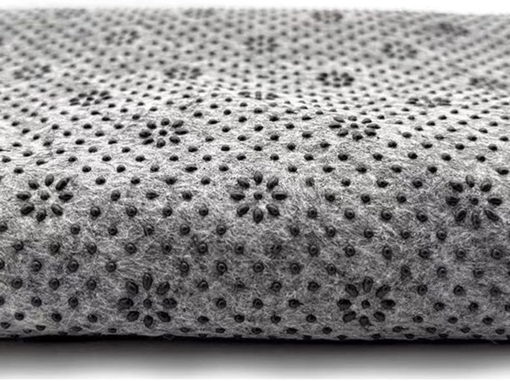 Plum Blossom Non Slip Fabric, Vinyl Rubber Felt for DIY Carpet Floor Mats and Car Seat Cushions, Grey & Black Anti-Slip Material Roll