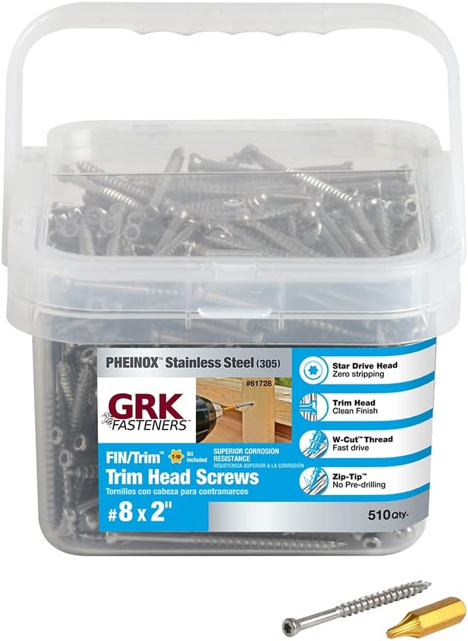 grk 61728#8 x 2 fin/trim™ 305 stainless steel shown in use