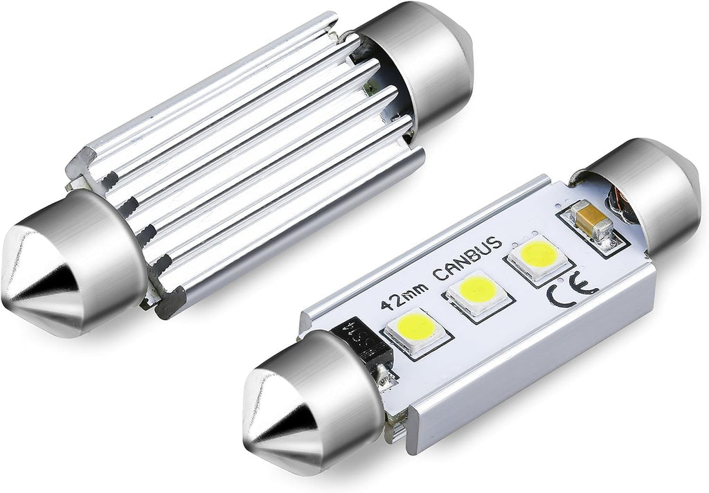 Alla Lighting 41mm/42mm 578 211-2 212-2 LED Festoon Bulbs, 6000K Xenon White CAN-Bus Interior Dome, Map, Trunk, Step Courtesy Lights Lamps