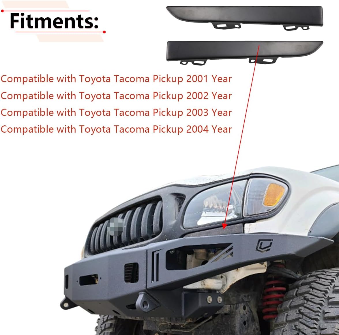 RLB-HILON 1Pair Front Bumper Grille Headlight Filler Trim Panels Set Compatible with Toyota Tacoma Pickup 2001 2002 2003 2004 Year, for TO1089108 TO1088108 | Compatible with Toyota Tacoma Pickup 2001 2002 2003 2004 Year, for TO1089108 TO1088108