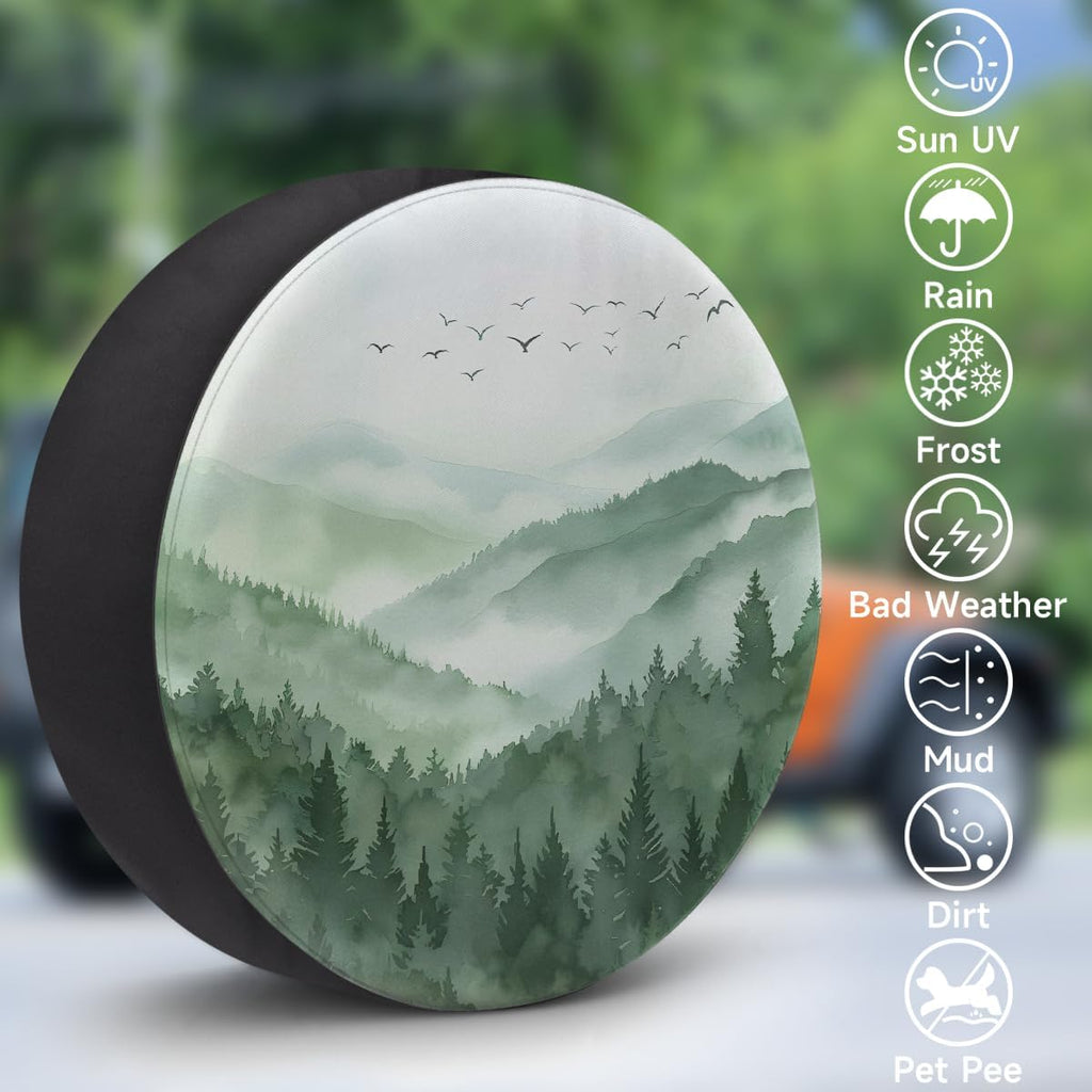 Spare Tire Cover Watercolor Wheel Covers Protectors Waterproof Dust-Proof Universal Fit Trailer, RV, SUV and Many Vehicle 15 Inch,A-139