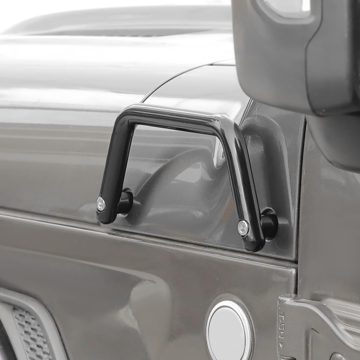 Hood Grab Handles Fit for Jeep Wrangler JL JLU 2018-2026+ / Gladiator JT 2018-2025, 2PCS Black Exterior Hood Corner Grab Bar Kit, Off-Road Exterior Accessories, Direct Fit, Upgrade Your Vehicle