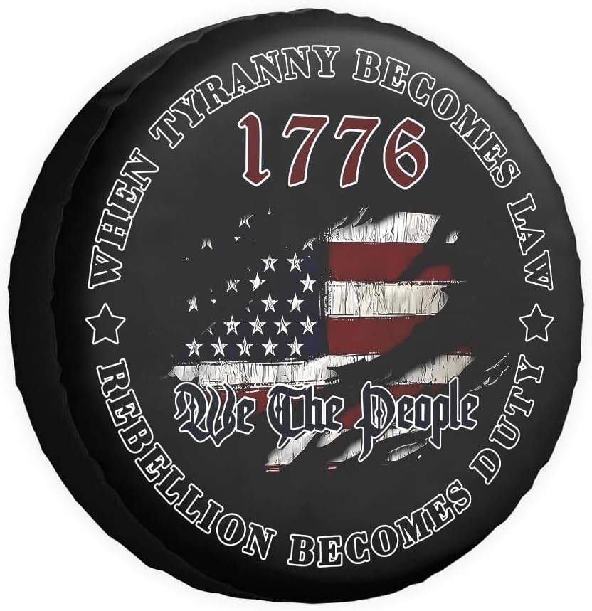 We The People Spare Tire Cover 1776-2026 USA Independence Patriotic Wheel Protector Waterproof American Flag Tire Cover Universal Fit for RV SUV Truck Travel 18"