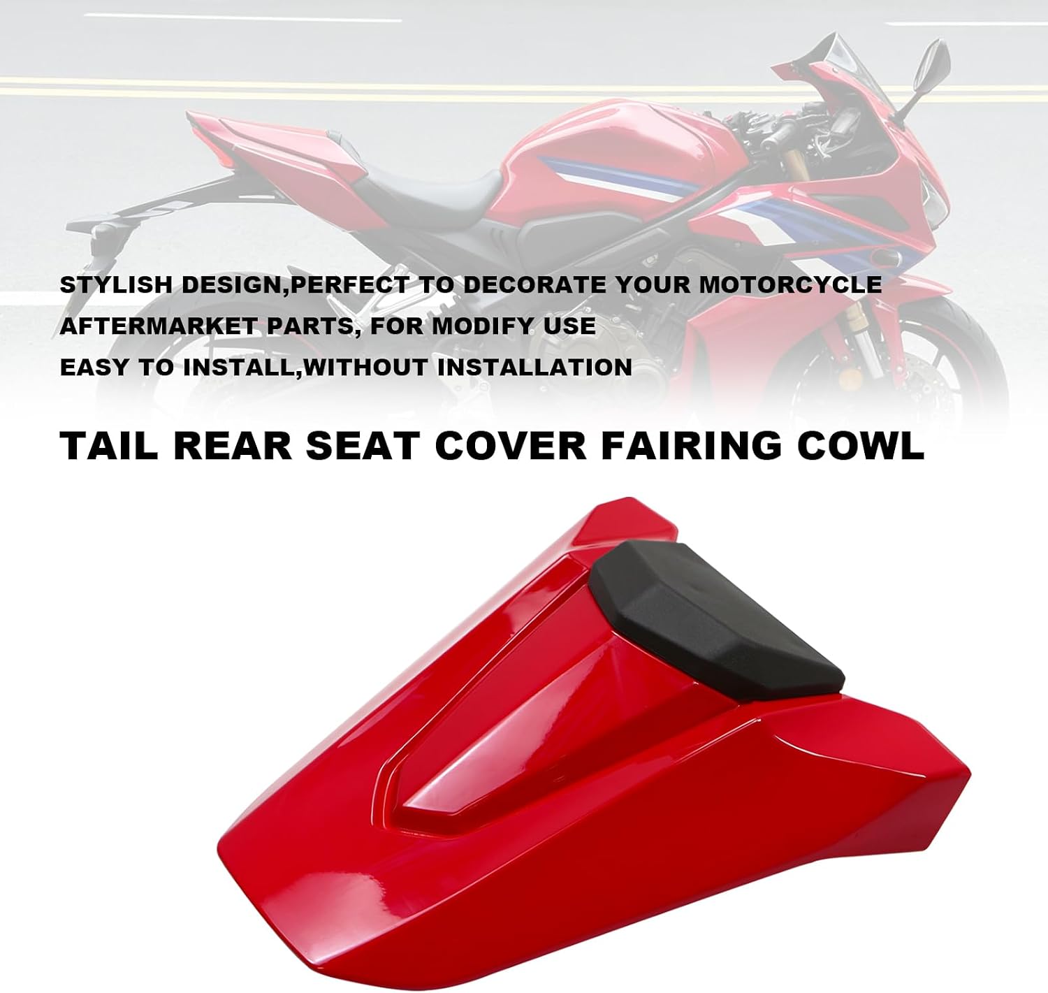 Rear Tail Seat Fairing Cover for Honda CBR650R 2024 2025 For Honda CB650R 2024-2025 Motorcycle Accessories Seat Cover Fairing (Red)