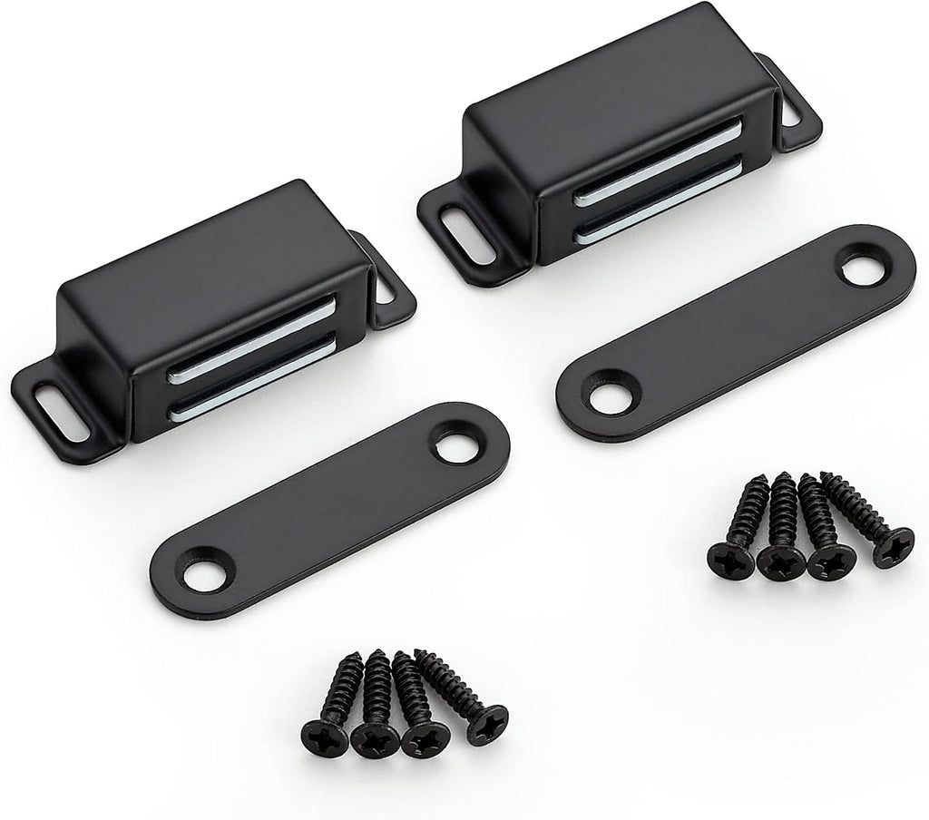 ravinte matte black magnetic door catch, black cabinet, main product view