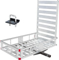 MaxxHaul 50945 Aluminum Hitch Mount Wheelchair/Mobility Carrier – 50" x 29.5" Cargo Basket with 47" Ramp – 500 lb Capacity – Fits RVs, Trucks, SUVs, Vans, Cars – Includes Hitch Tightener
