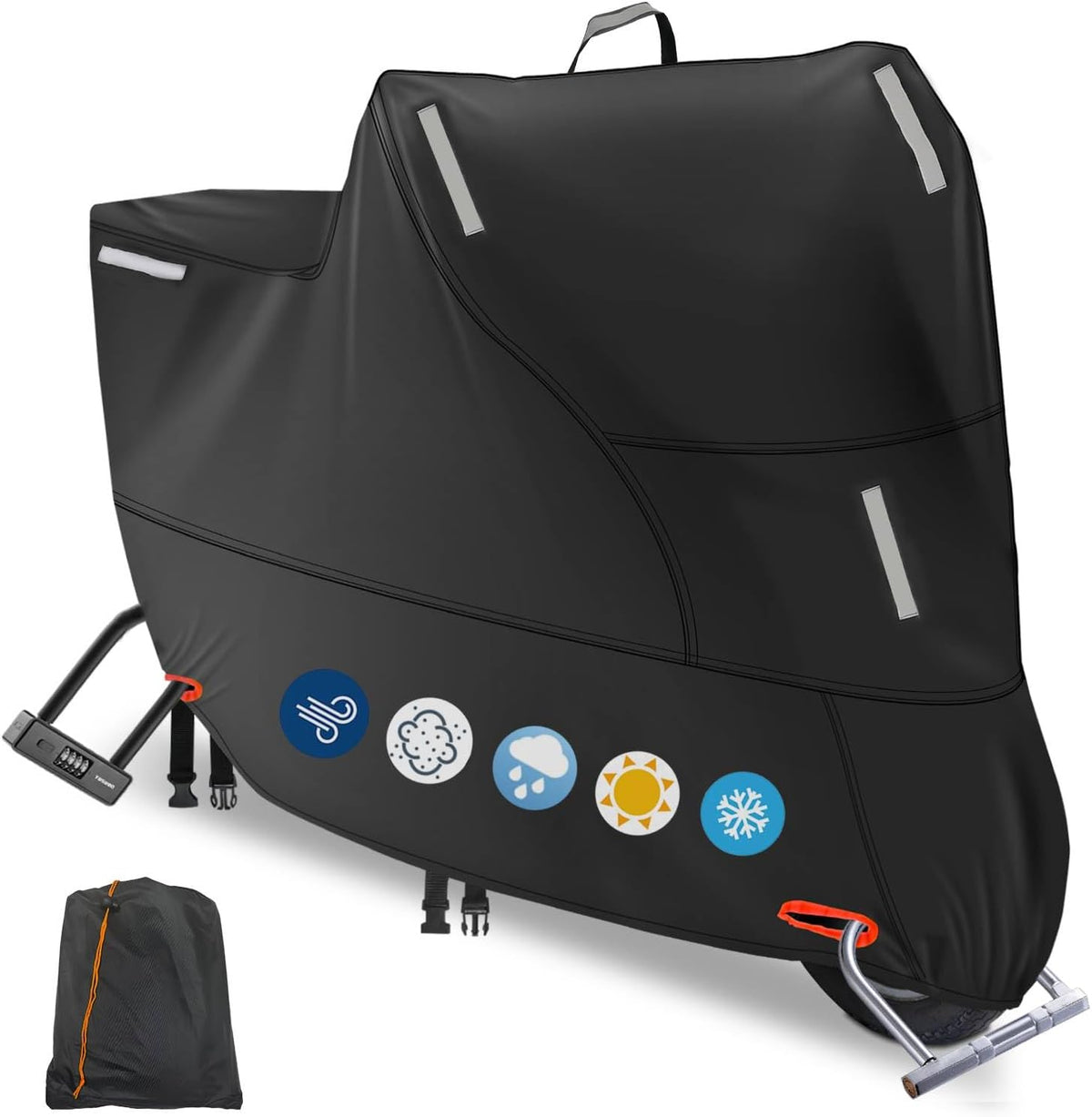 Motorbike Cover for Outside Storage, 300D Oxford Waterproof Motorcycle Scooter