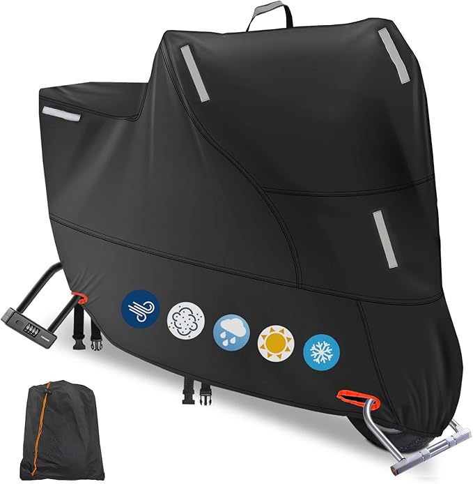 Motorbike Cover for Outside Storage, 300D Oxford Waterproof Motorcycle Scooter by RELEDESA