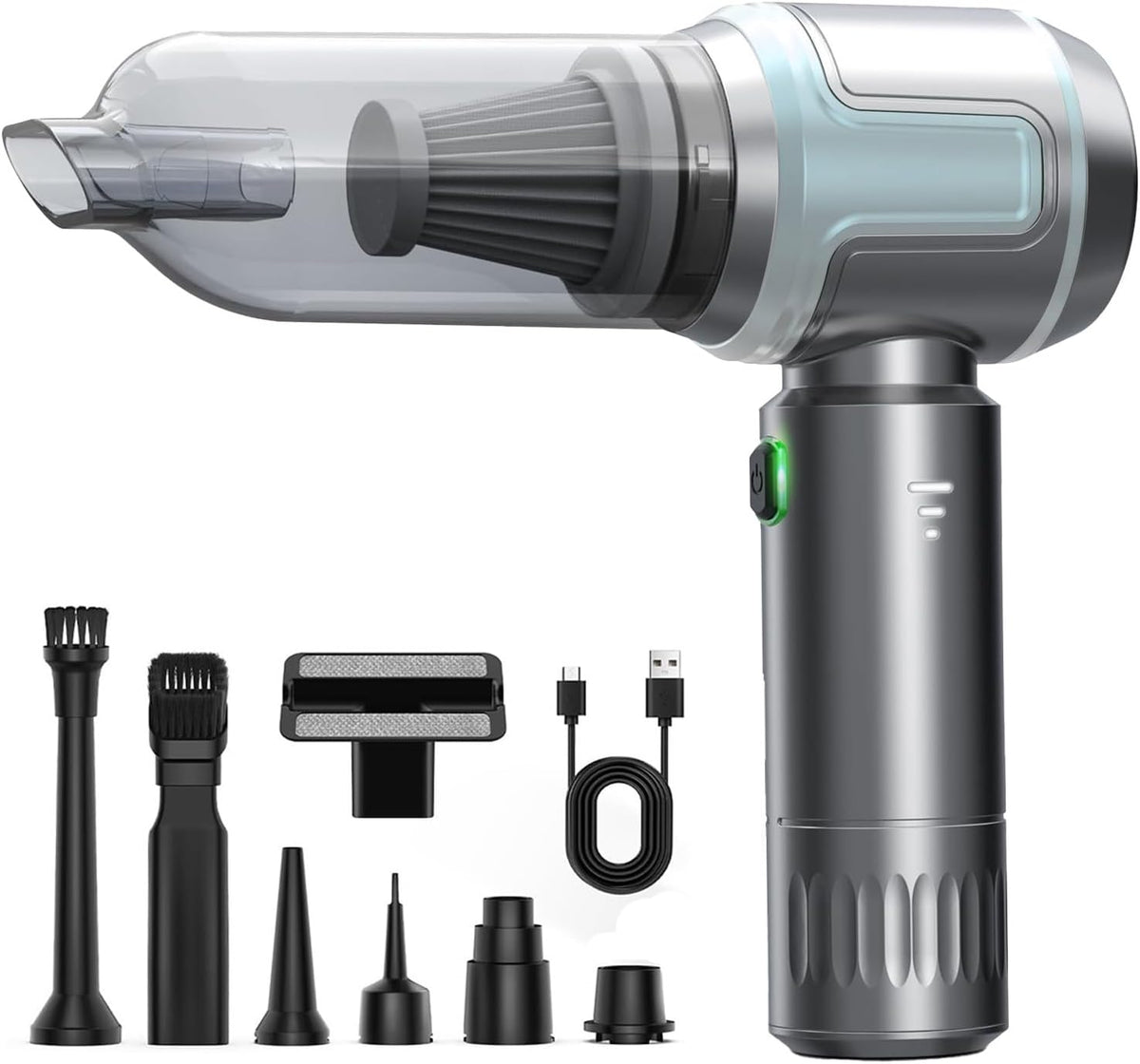 Car Vacuum Cleaner, 16000PA High Power Mini Vacuum Cleaner, 7-in-1 Rechargeable