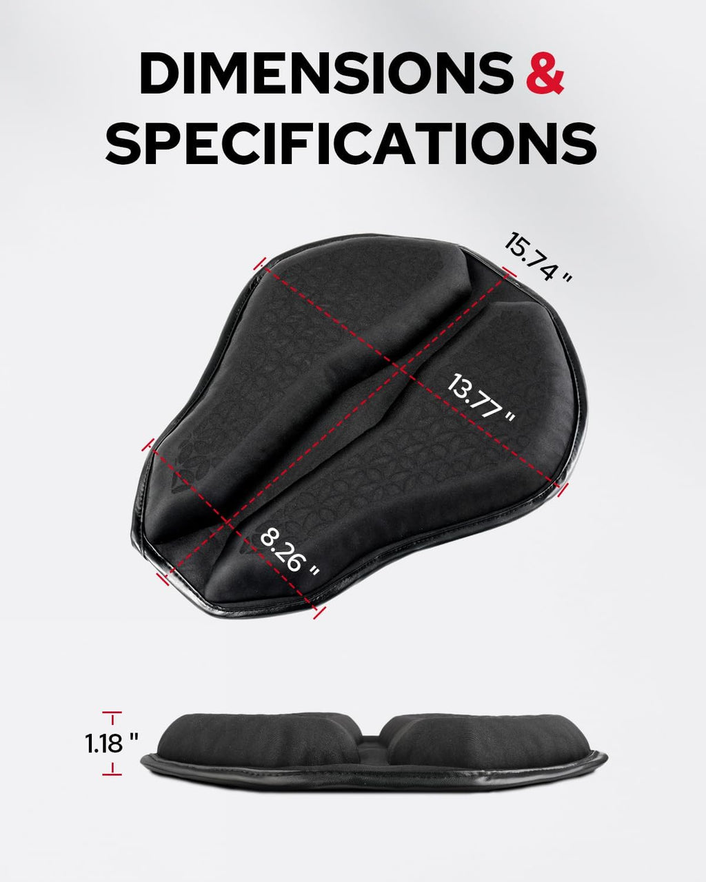 Amazicha Motorcycle Seat Cushion with Sunshade Cover, Motorcycle Gel Seat Pad Large 3D-Honeycomb Structure TPE Shock Absorption and Breathable for Long Rides