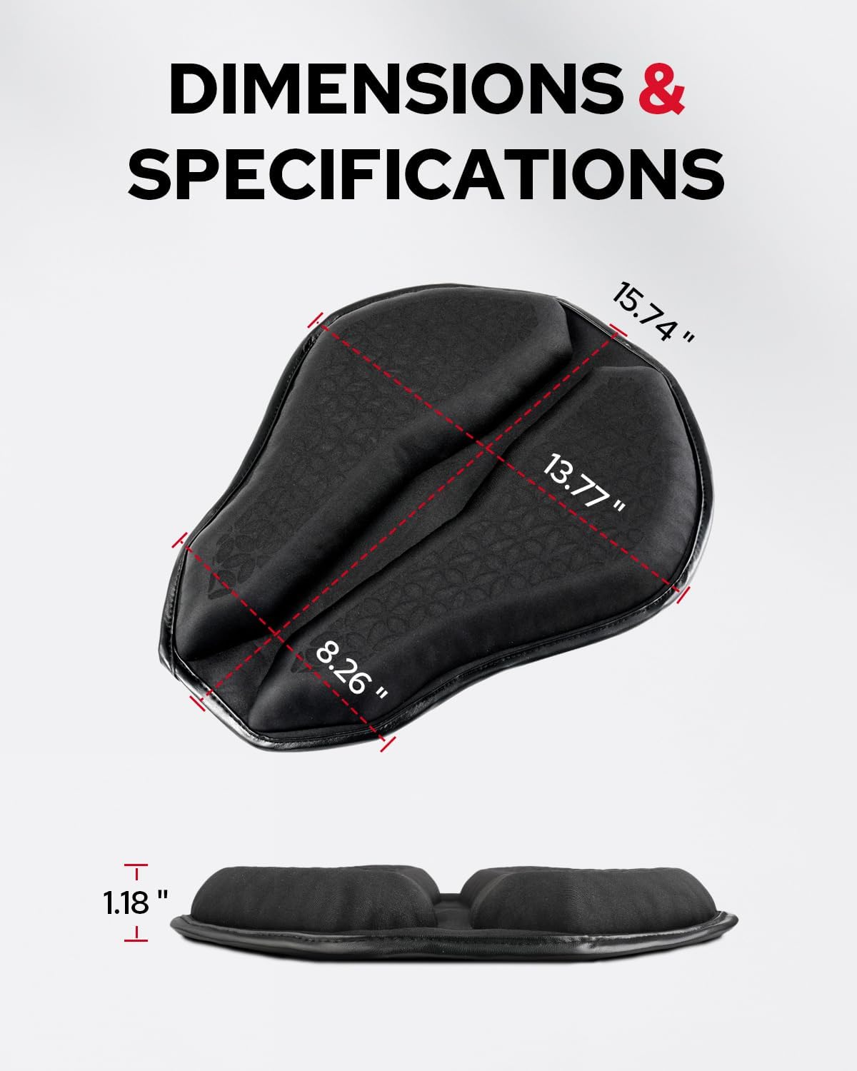 Amazicha Motorcycle Seat Cushion with Sunshade Cover, Motorcycle Gel Seat Pad Large 3D-Honeycomb Structure TPE Shock Absorption and Breathable for Long Rides