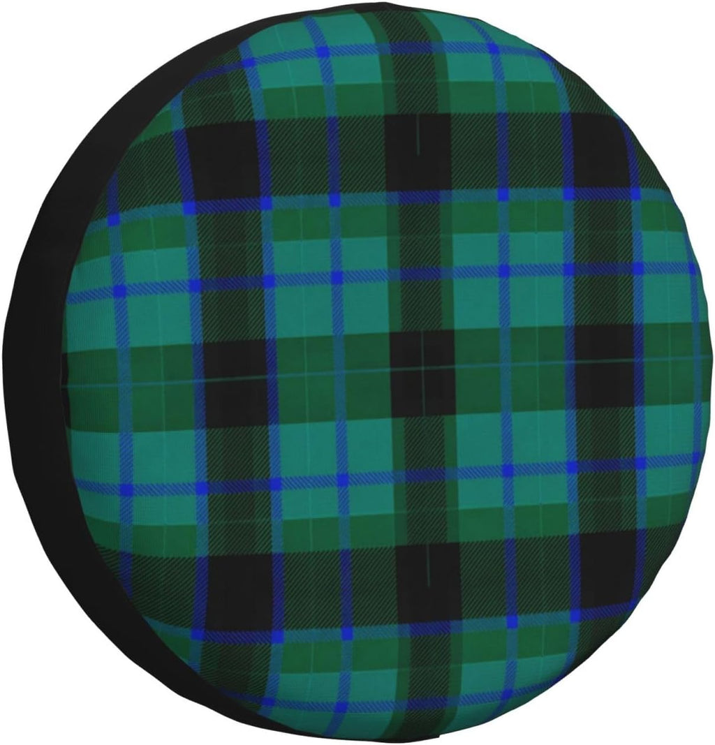 Universal Fit Spare Tire Wheel Cover Scottish Tartan Plaid, Weatherproof Tire Protector for Truck SUV RV and Travel Trailer, 15 inch