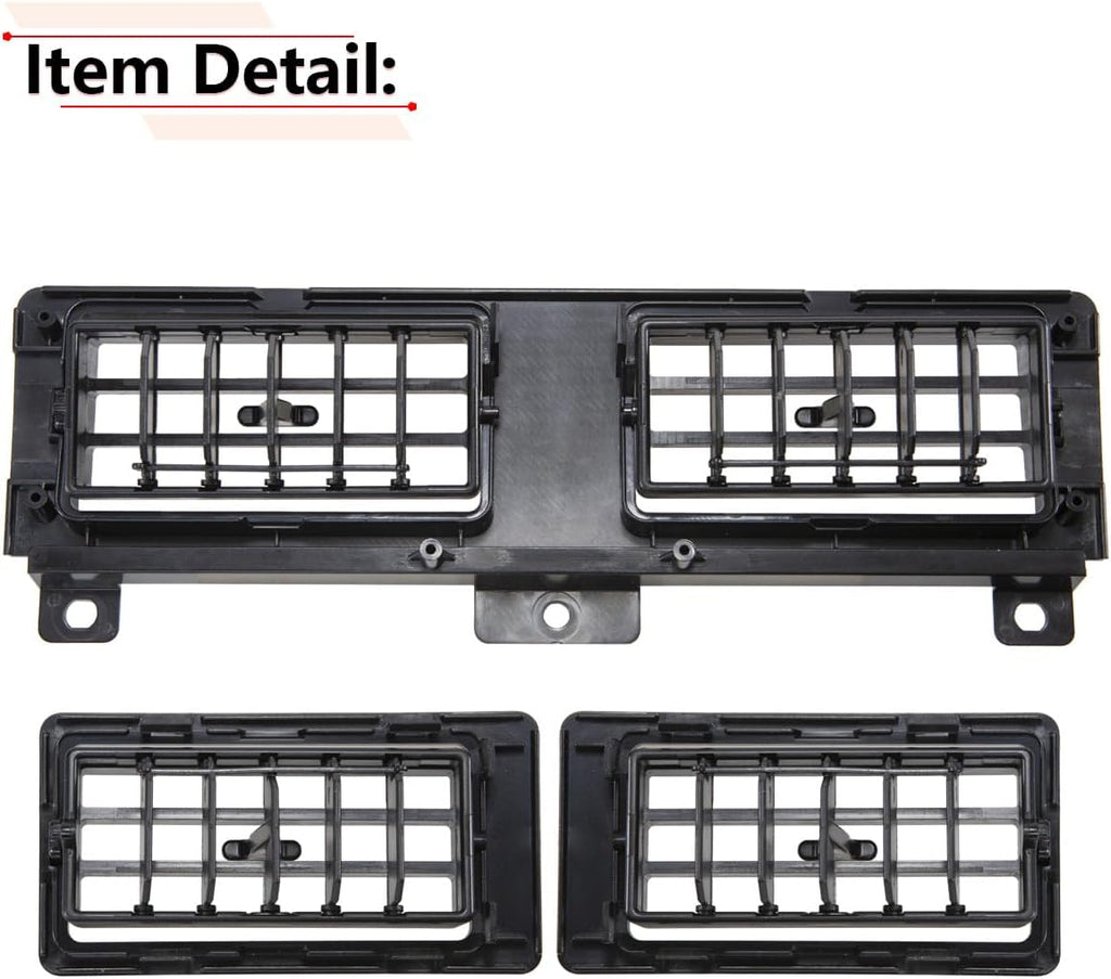 RLB-HILON Dashboard Heater Air Vent Grille Set Compatible with Nissan Model | for Navara D21 Hardbody Pickup 1986 to 1997 Year, Black Color