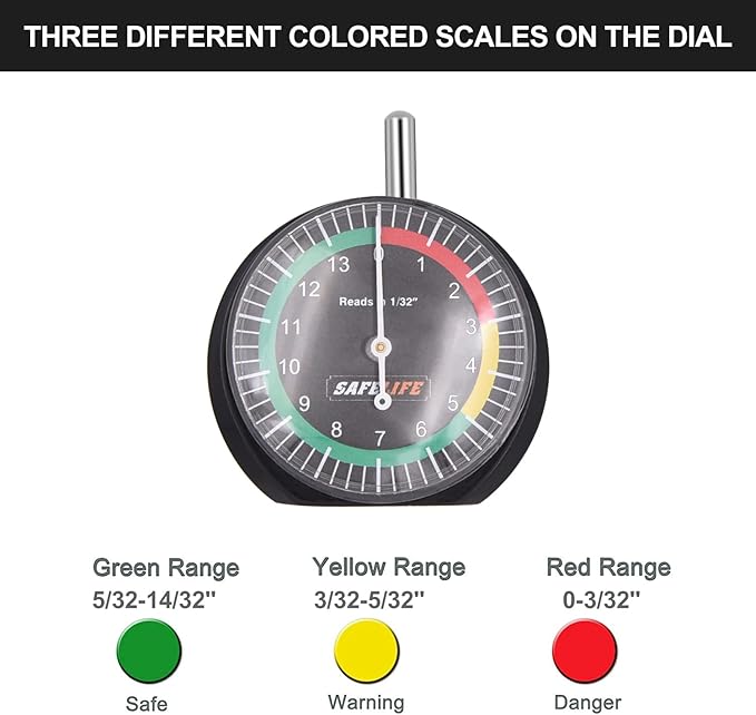 SAFELIFE Tire Tread Depth Gauge, Dial Type Tire Tread Depth Gauge Professional - Image 3