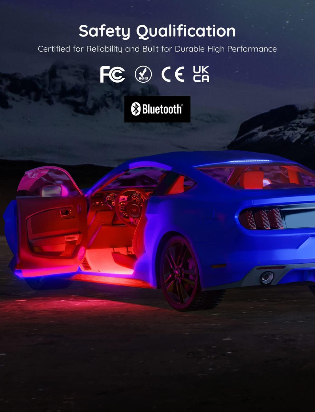Govee Car LED Strip Lights, Smart RGBIC Interior Car Lights with APP Control, 4 Music Modes and 16 Million Colors, 2 Lines Design LED Lights for Car Decor, DC 12V | 4 Music Modes and 16 Million Colors, 2 Lines Design LED Lights for Car Decor, DC 12V