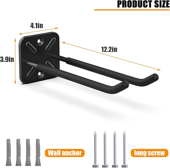 Garage Hooks, Heavy Duty Garage Hooks -12.4 Inch Wall Mount Hangers - Image 4