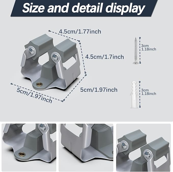 3-H 45 Pack Mop and Broom Holder Wall Mount Big Size Hanging 1 KG Extra - Image 4