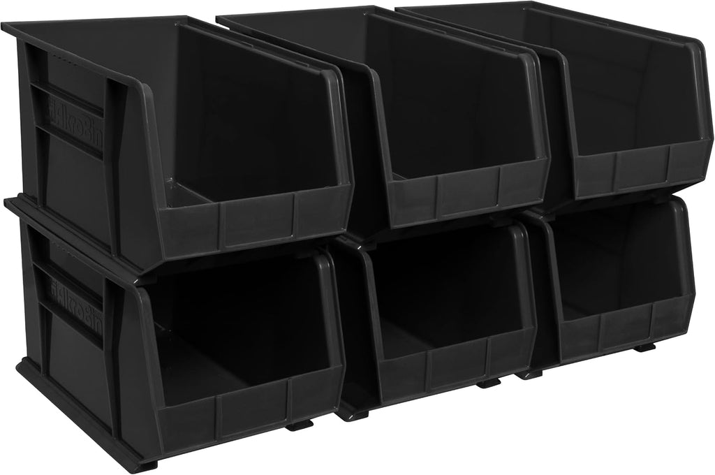 akro-mils 30260 akrobins plastic storage bins, 18"x11"x10", black, main product view